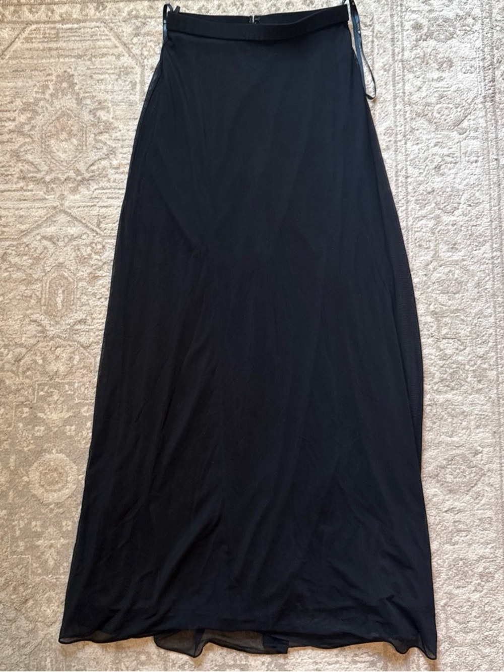 Black Maxi Skirt - Sleek Nylon-Lycra Blend